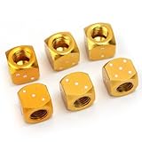 RHX 6 Pcs Gold Tone Dice Bike Car/Truck Tire/Wheel Stem Air Valve Dust Caps Set New