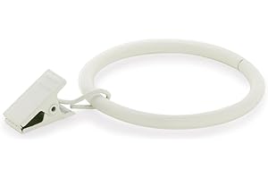 Ivilon Drapery Curtain Clip Rings - Set of 14 Decorative Drapery Rings Curtain Clip Rings With Strong Clips 2" Diameter - Color Ivory