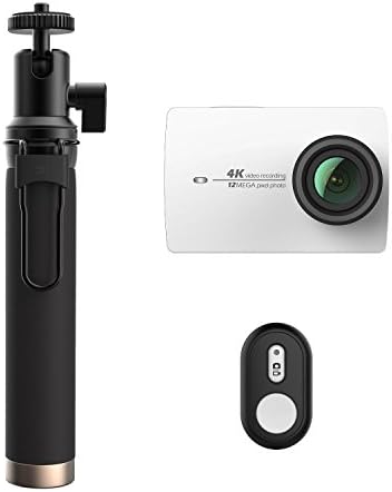 YI 4K Action Camera 12MP Action Cam WIFI, HD Video 4K/30fps 60Mbps, 2.19 Inch Touchscreen 155° Wide Angle, Sony Sensor IMX377, 1400mAh Rechargeable Battery (EU Warehouse So No Customs Or Tax Issues) (YI 4K + BLUETOOTH REMOTE &amp; STICK, WHITE)
