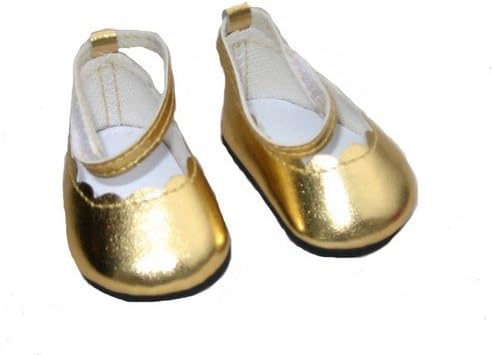 Dolls Shoes - Cutest Metallic Gold Glitter Ballet Style Shoes. Fits Up to 18 inch Dolls (35-45cm): Dolls Cloths 18 inch