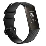 HappyTop Kompatible Fitbit Charge 3 Silikon-Armband Ersatz-Sport-Armband für Kinder, Größe S und L für Kinder/Erwachsene, Unisex, Unisex, Schwarz, Small for 5.1-7.1' Wrist Size
