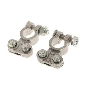 Speedwav 2Pcs Replacement Universal Car Battery Terminal Clamp Clips Connector Silver For Tata Safari MID_Widwere380