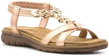 Heavenly Feet Womens Rose Gold Flat Sandal - Size 39 - Multicolour