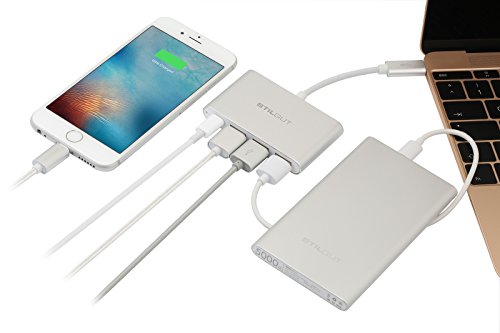 StilGut USB Typ C Multiport Adapter mit Ladefunktion, 3-Port USB 3.0 für Apple 12″ Retina MacBook und Chromebook Pixel, Silber - 6