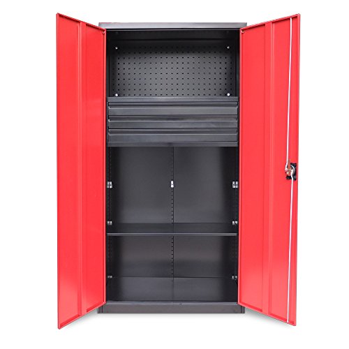 Werkzeugschrank Werkstattschrank inkl. Schubladenschrank 180x90x39cm Rot Schwarz - 6