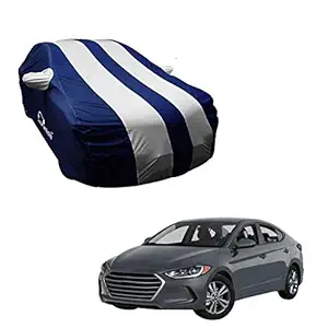 Autofurnish Stylish Silver Stripe Car Body Cover Compatible with Hyundai Elantra - Arc Blue