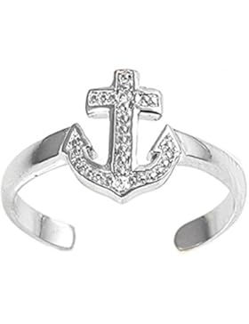 Zehenring Sterling Silber Zirkonia Anker 1