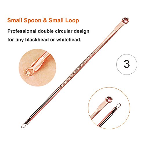 Cookey Blackhead Remover Kit, Comedone Extractor Tool, Anti-mikrobielle Doppelseitige 4 Stücke, Behandlung für Verunstaltung, Whitehead Popping, Zit Entfernen für Risiko Freie Nase (Golden) - 4