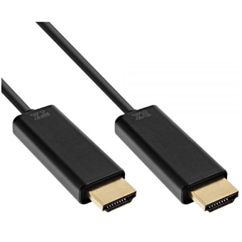 InLine® HDMI Kabel über LWL, HDMI-High Speed mit Ethernet, Premium, Stecker / Stecker, schwarz / gol