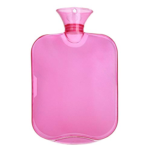 Preisvergleich Produktbild Queta Wärmflasche, Premium Gummi, gerippt, transparent, Wärmflasche, hält warm, lindert Müdigkeit, lindert Menstruationskrämpen (2 Liter) rot weinrot