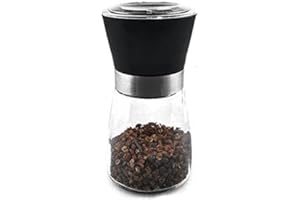 LOHAS Home Salt Pepper Mill with Glass Body Adjustable Ceramic Manual Grinder Herb Spice Crusher Suitable for Coarse Sea Salt, Peppercorn