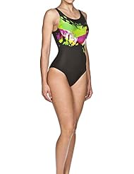 Arena Bañador para mujer cyklon Negro black/Soft grren Talla:42 [DE 40]