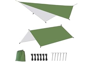 GIOTUK Hammock Rain Fly Tent Tarp 3x3m – Waterproof Camping Shelter with PU3000mm Coating, Anti-UV Lightweight Groundsheet, Multifunctional Outdoor Rain Sun Shade for Hiking & Travel