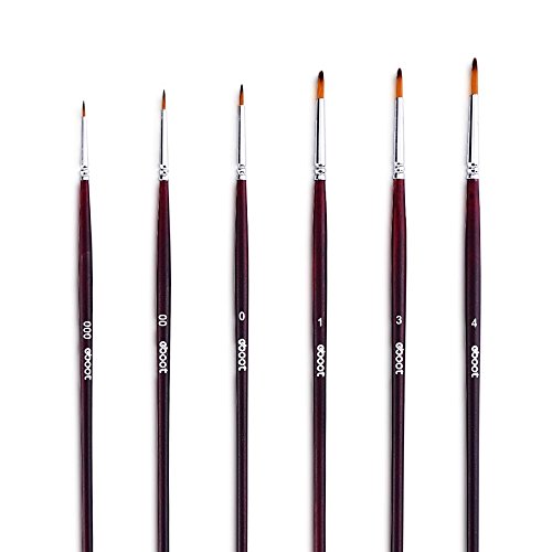 eBoot Detail Paint Brush Set Miniature Brushes for Watercolor, Acrylic Painting and Modelmakers, 6 Pieces