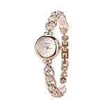 Damen Uhren,Kimdera Frauen Quarts Uhr Mode analog Legierung Armbanduhr geschäft beiläufig Bralette Uhr Geschenk, Rundes zifferblatt aus Edelstahl Uhr (Gold)