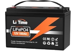 LiTime 12V 100Ah LiFePO4 Battery, Built-in 100A BMS, Up to 15000 Deep Cycles Lithium Battery, Perfect for RV, Marine, Solar, Backup Power, Home Energy Storage