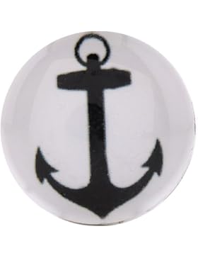 Morella Unisex Glas Click-Button Druckknopf Anker schwarz weiß