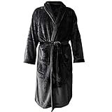✓ QUALITÄT VON HOMELEVEL HOMELEVEL Flanell Übergrößen Bademantel 2XL - 6 XL Unixex für Damen und Herren Morgenmantel Saunamantel Reisebademantel Kuschelig weich Sauna Morgenrock Schwarz 6XL
