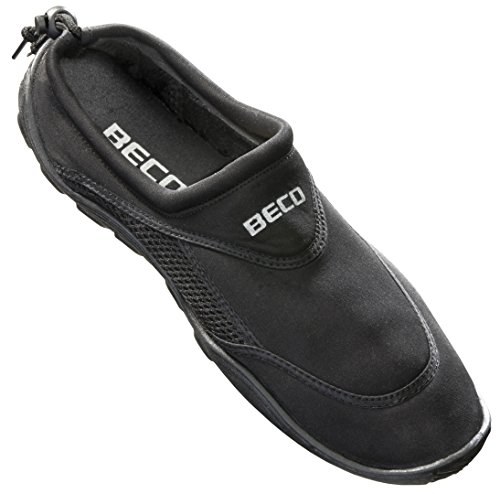 BECO Badeschuhe / Surfschuhe für Damen und Herren - Black-Silver-Power