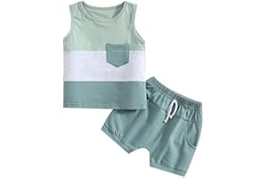 Dazzerake Ensemble Bébé Garçon Ensemble Garçon Été Vêtement Bébé Garçon Rayé Tenue 2 Pièces pour Bébé Garçon 0-5 Ans Haut sans Manche + Short