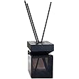 Healifty 1 Set Home Fragrance Glass Diffuser Bottles Black Empty Aroma Diffuser Bottle No Fire Aromatherapy Bottle with Square Wooden Lid and Reed Diffuser Sticks (100ml)