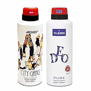 ST.JOHN Deodorant Gift Set | Deo Pure 175 ml | Archies Deo Archies City Gang 175 ml Deodorant Spray - For Men & Women 175 ml, Pack of 2