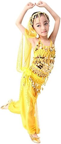 SymbolLife Children Dress Bright Operation Suit, Top Halter + Harem, yellow, S