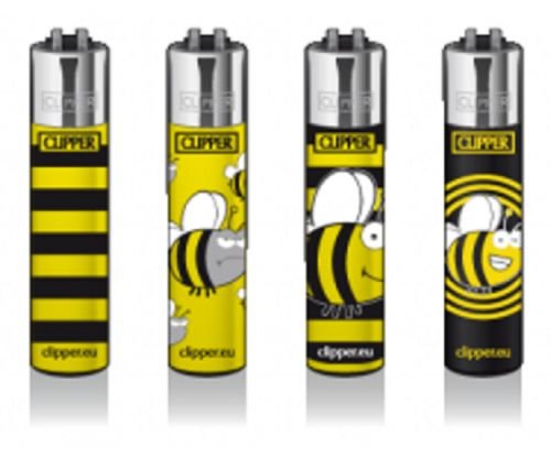 CLIPPER®-Feuerzeuge - Motiv "Spring Bee" (Biene) - 4 Stück - nachfüllbar