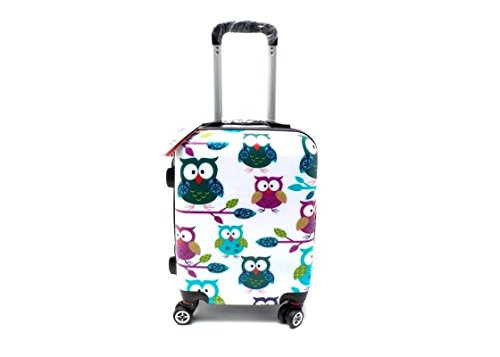 TROLLEY LUMI IDONEO EASYJET Cm.50x40x20-ABS RIGIDO LUCIDO 8 RUOTE Misure Effetive 50x36x20 Bagaglio a mano cabina idoneo low cost DISEGNI STAMPATI IDONEO RYANAIR cm.55x40x20 (GUFI)