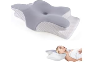 Neuytiky Cuscino in memory foam,Cuscino cervicale ergonomico, Cuscino Ergonomico Ortopedico per il Supporto del Collo per Chi Dorme sul Fianco, Sulla Schiena e Sullo Stomaco(62x41x10/8cm)