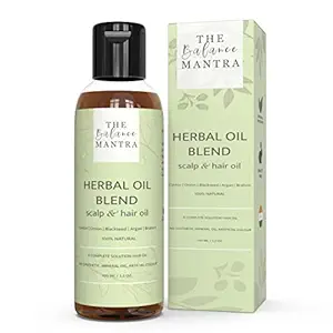 THE BALANCE MANTRA HAIR OIL 7 Oil Blend Scalp & Hair Oil | Castor Oil | Onion Oil | Blackseed Oil | Argan Oil | Bhringraj Oil | for Weak, Breakage, Split ends, Thinning Prone Hair