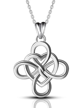 AEONSLOVE Keltischer Knoten 925 Sterling Silber Herz Unendlichkeit Halskette Anhänger Damen Schmuck