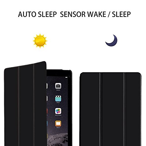 Almondcy schmale iPad Hülle für Apple iPad mini1 & iPad mini2 & iPad mini3 (mit eingebautem Ständer und Front/Rücken Schutz und eingebautem Magnet, Schlaf/Wecken Funktion) schwarz iPad Mini1/2/3 - 6