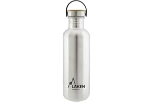 LAKEN Sehr Robuste Edelstahlflasche Silber, Unisex Botella De Acero Inoxidable Muy Resistente Para Adulto, 1 L Plata,