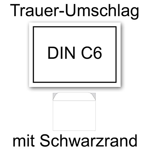 50x Trauer-Set // Trauerpapier DIN A5 & Umschlag DIN C6 // mit schlichtem Trauer-Rand // 210 x 148 cm // 120 g/m² // für Drucker geeignet! - 2