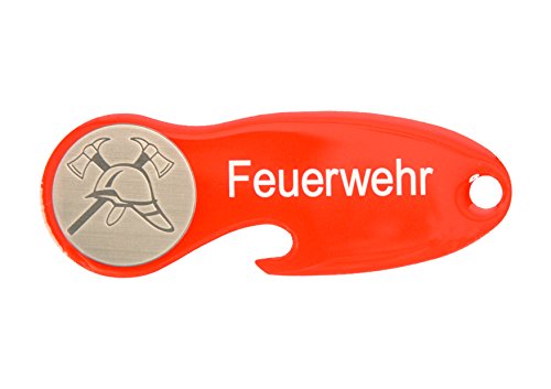 Einkaufswagenchip und Durstlöscher 1 Stück "FEUERWEHR" Edelstahl mit Schlüsselfundservice
