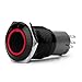 Produktbild DC 12 V 16 mm rotes Ringlicht 5/8 Metall selbstverriegelnd Druckknopf Schalter