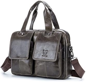 ELASZ Real Leather Messenger Bag for Laptop Briefcase Satchel Bag (Dark Green-1)