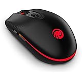 tenmos T10 Optische Wiederaufladbare Kabellose Computer Maus 2,4 GHz USB LED kabellos wiederaufladbar Maus mit 3 verstellbaren CPI 6 Tasten für Mac/PC/Laptop (schwarz)