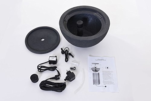 Brunnenschale Zimmerbrunnen Brunnen Gartenbrunnen Zierbrunnen Springbrunnen rund Fiberglas „Vaso“ Ø40 cm, Anthrazit - 8