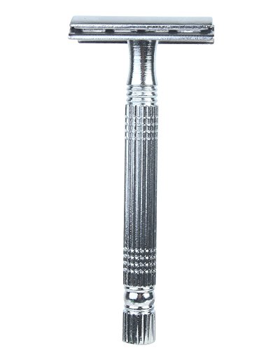 FOONEE Double Edge Blade Razor Shaver W Nonslip Metal Handle,Silver