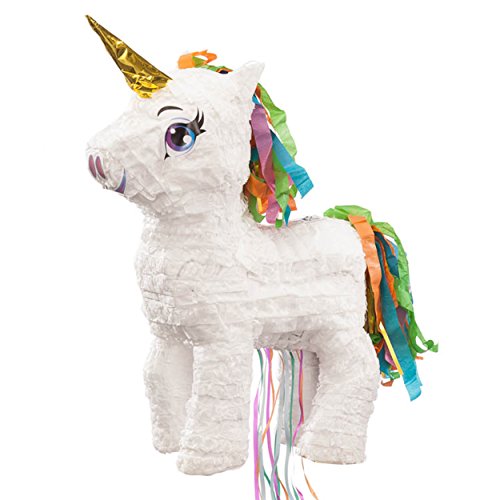 PINATA-SET: Pinata Süßes Einhorn mit Goldenem Horn + Schläger + Maske + Trolli Süßigkeiten-Füllung + Konfetti – PARTYMARTY GMBH® - 6