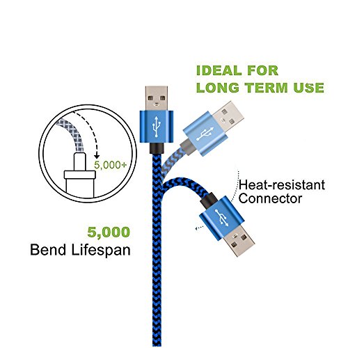 USB-Cabel, H quadratic, 1m / 3,3ft Nylon geflochtenes Android-Kabel für Smartphones, PS4 Controller und mehr (BLAU) - 4