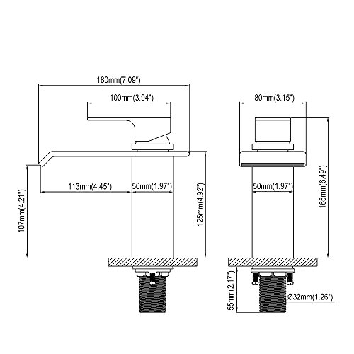 Homelody Chrom Wasserhahn bad Wasserfall Waschtischarmatur Armatur Waschbeckenarmatur Einhebelmischer Waschtischbatterie Badarmatur für Bad - 5
