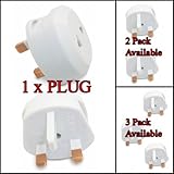 MSC - EU US 2 Pin To UK 3 Pin Travel AC Power Adapter Plug Converter Adaptor Plug White1 Pack