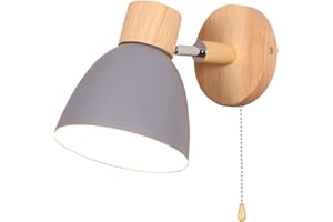 TPWEWRX Applique murale Lampe d'éclairage avec interrupteur marche/arrêt, lampe murale Macaron E27 Base en bois massif Appliques murales pour salon Allée Chambre d'enfant enfant (Grey)