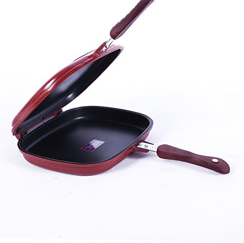 CUCUCU Frying Pan Steak Fry Pan Nonstick Fry Pan 28Cm Double Fry Pan Pressure Cooker Household Pancake Pancake Pan Nonstick Cooker Gas Cooker Dedicated,red