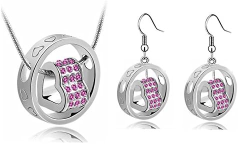 Women's Aglaya Set Necklace and Earrings with Linked Heart Swarovski Elem. Oro-Bianco