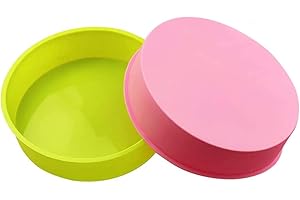 ROPNIIK Stampi in Silicone Rotondi per Torte, Set di 2 Stampo Torta Rotondo Tortiera Stampi in Silicone Rotondo Round cake pan per Dolci Antiaderenti Vassoio di Bakeware Stampi di Cottura 8"
