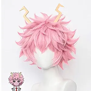 FALAMKA Short Pink Wig Ashido Mina Anime Wig Cosplay Halloween Costume (Mina Ashi)
